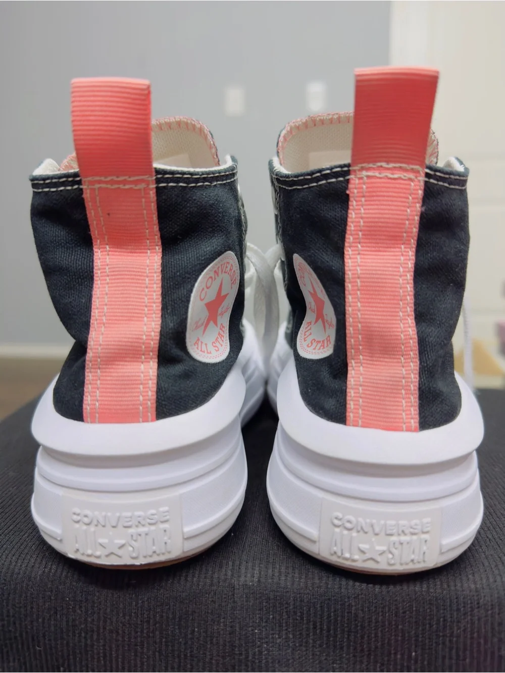 Converse Kids High-Top Sneakers in Black with Pink Accents
